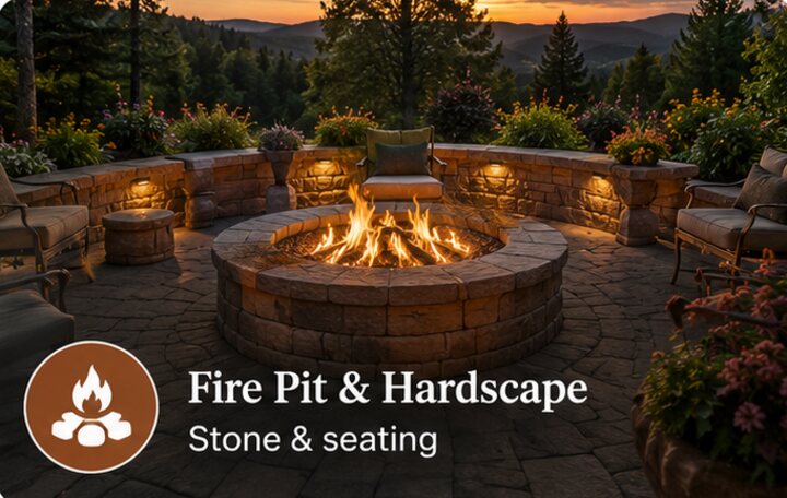 Fire Pit & Hardscape — stone & seating